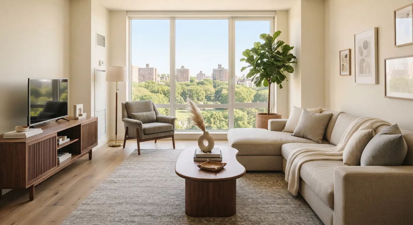 A furnished apartment living room